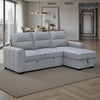 Asher 92 in. Fabric Sleeper Sectional with Storage Chaise and Channel-Tufted Arms - Grey | Asher 92 po. Sectionnel-lit en tissu avec chaise longue de rangement et accoudoirs touffete - Gris