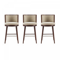 Evalyn Modern Wood Upholstered Barstool in Natural - Set of 3