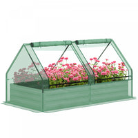 Outsunny 6' X 3' Raised Garden Bed With Mini Greenhouse, Galvanized Outdoor Planter Box With Cover,