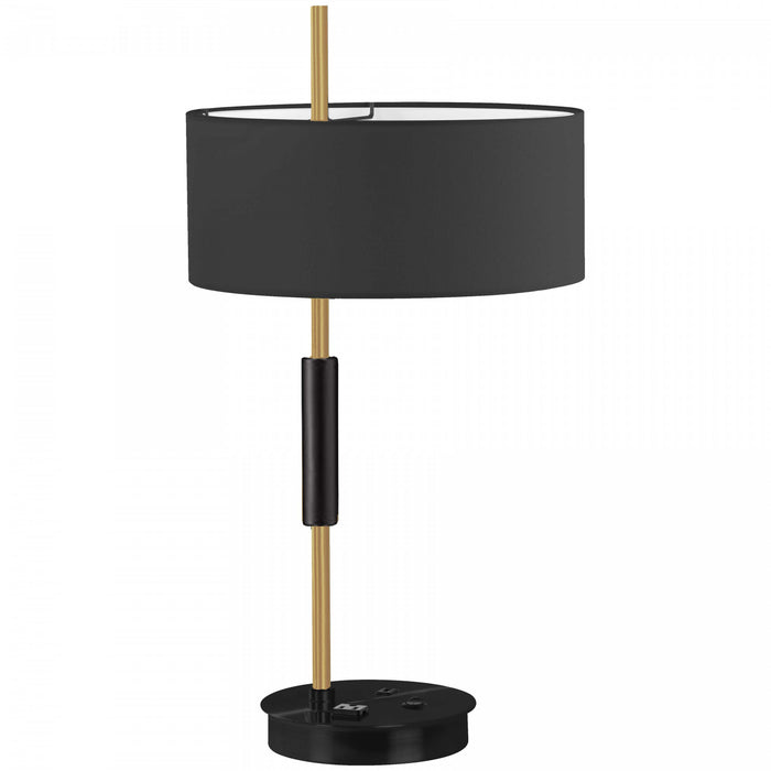 Dainolite Fitzgerald 1 Light Table Lamp Matte Black/Aged Brass Finish Black Shade