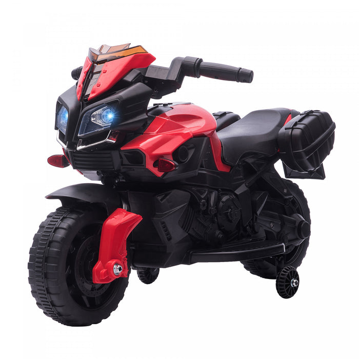 Aosom Kids Powered Ride-On Motorcycle, 6v Electric Battery Powered Dirt Bike W/ Training Wheels, Gift For Children Boys Girls Red