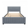 Ethan Space-Saving Velvet Upholstered Platform Bed with Trundle,Full Size,Grey Full Bed