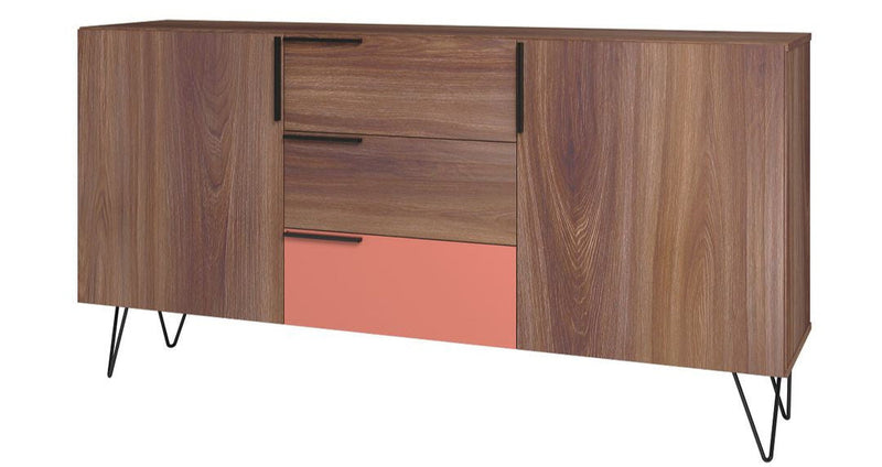 Manhattan Comfort Beekman 62.99” Sideboard with 4 Shelves - Brown & Pink