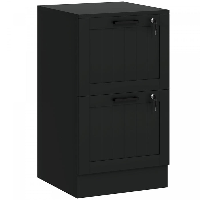 HOMCOM 2 Drawer File Cabinet with Lock Filing Cabinet for A4 Letter Black