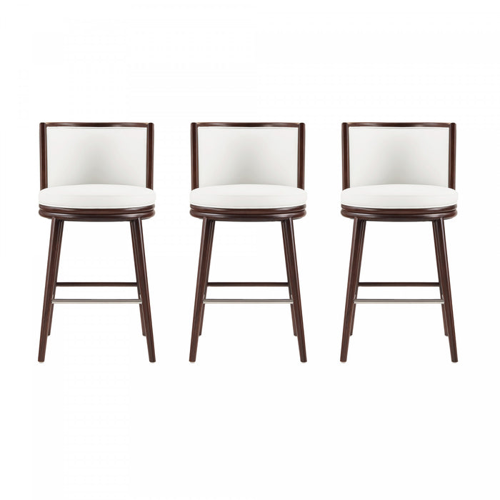 Evalyn Modern Wood Upholstered Barstool in White - Set of 3