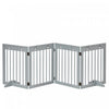 Pawhut Freestanding Pet Gate 4 Panel Wooden Dog Barrier Folding Safety Fence With Support Feet Up To 80.25\" Long 24\" Tall For Doorway Stairs Light Grey
