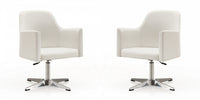 Pelo Modern Vegan Leather Swivel Lounge Chair in White - Set of 2 Accent Chair 