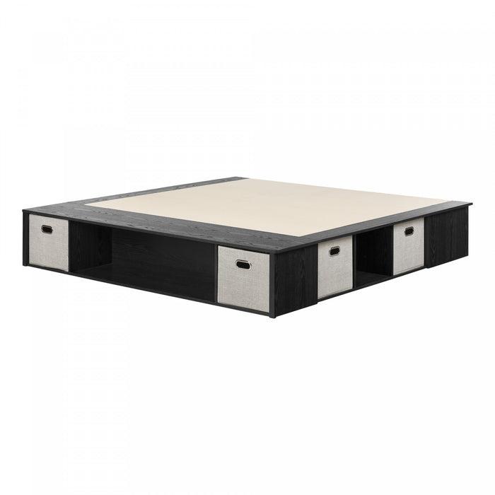 Flexible Storage Platform Bed With Baskets - Black Oak 