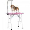 PawHut 32in Foldable Dog Grooming Table for Small Dogs, Pet Grooming Table for Dogs Cats with Adjustable Arm, Non-Slip Surface, Pink