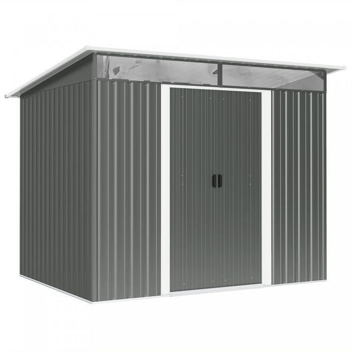 Outsunny 8.5' X 6' Garden Storage Shed With Skylight, Dark Grey