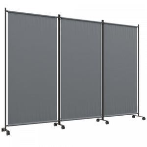 Outsunny Room Divider With Wheels, 6ft Folding Privacy Screen, Dark Grey