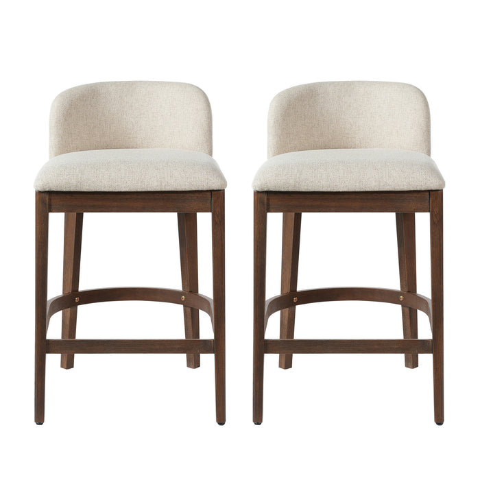 Calista Rubber Wood Counter Stool Set of 2,Walnut