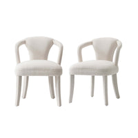 Palmer Mid-Century Modern Upholstered Tweed Armchair in Ivory - Set of 2 Dining Chair 