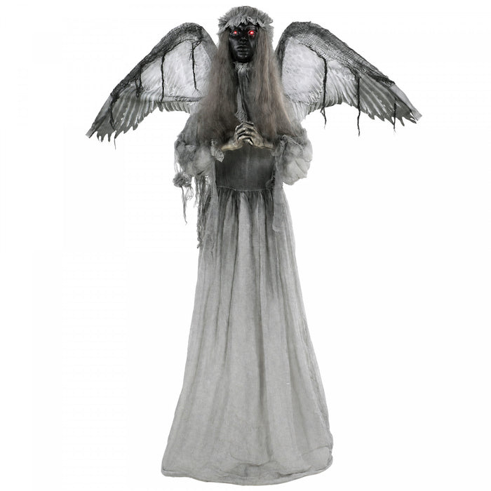 HOMCOM Halloween Animated Standing Crying Angel Decoration Light-Up Eyes