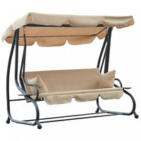 Outsunny 3-seat Outdoor Patio Swing Chair, Converting Flat Bed, Canopy Swing With Adjustable Shade,
