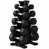 Soozier 150lbs Hex Dumbbell Weight Set with Vertical Rack for Home Gym