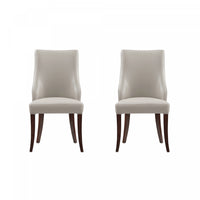 Connie Modern Wood Vegan Leather and Velvet Dining Chair in Light Gray - Set of 2 