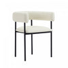 Onda Contemporary Vegan Leather Metal Dining Chair in Ivory