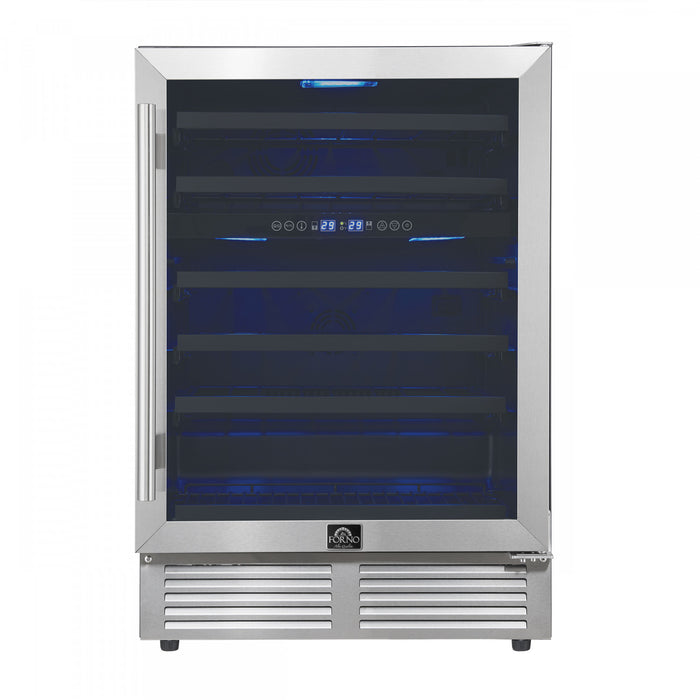 Forno Bacchino 24\"Wine Cooler, Stainless Steel, 51 Bottle Capacity- FWCDR6634-24S