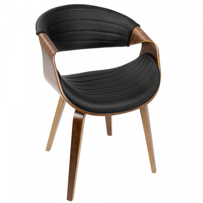 LumiSource Symphony Faux Leather Mid-Century Modern Dining Accent Chair - Walnut/Black