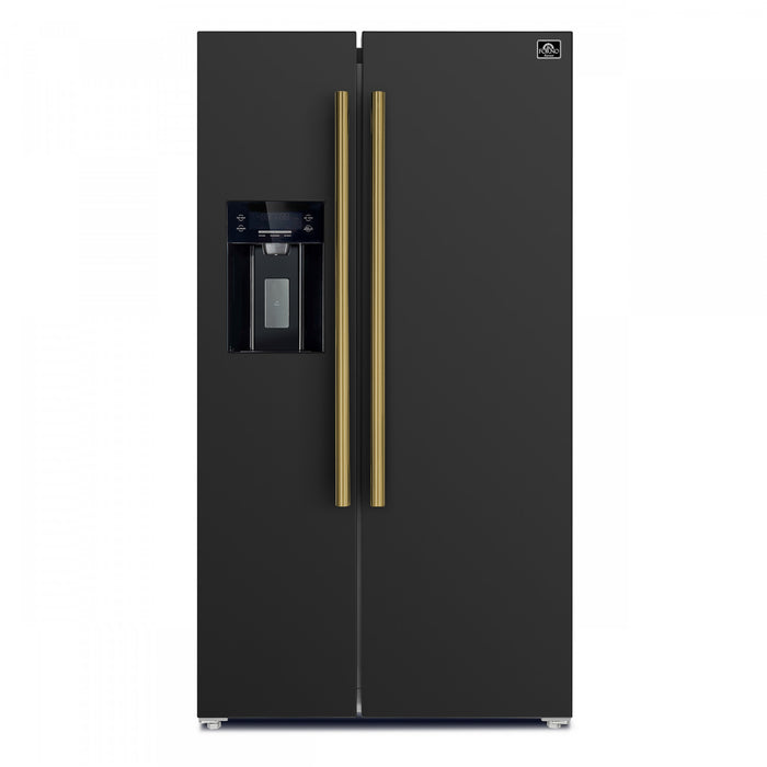 Forno Salerno 36-inch Side-by-Side Refrigerator in Black, 20 cu.ft. - FFRBI1844-36BLK