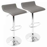 LumiSource Ale Grey Fabric Contemporary Adjustable Height Barstool with Swivel - Set of 2