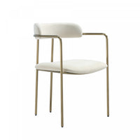 Serene Mid-Century Modern Metal Upholstered Dining Chair in Alabaster 