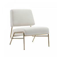 Serenity Contemporary Modern Metal Upholstered Lounge Chair in Ecru 