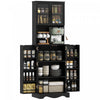 71\" Kitchen Pantry Cabinet, Kitchen Hutch with 8 Door Shelves, Black