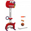 Qaba 5-in-1 Toddler Basketball Hoop, 4.4-5 ft Adjustable Height Basketball Goal with Soccer, Golf, Ring Toss & Throw Ball Game Birthday Gift for Boys Girls 3-6 Years Indoor, Red