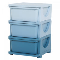 Qaba Kids Toy Storage Organizer With 3 Plastic Bins, 3 Tier Drawer Chest Utility For Kids Bedroom Nu