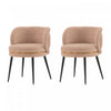 Kaya Modern Wood Velvet Dining Chair in Nude - Set of 2