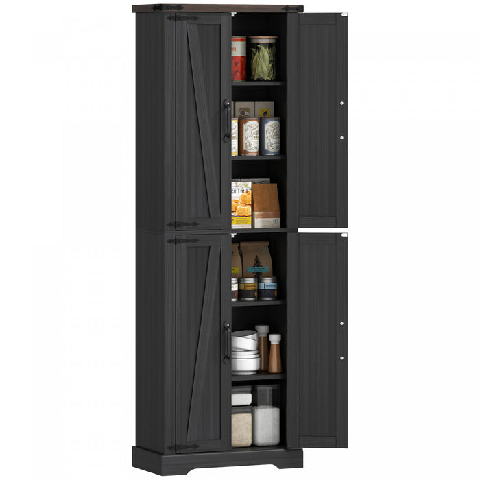HOMCOM 72\" Pantry Cabinet, Kitchen Storage Cabinet for Dining Room, Black