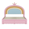 Maggie Upholstered Rainbow Princess Bed With Storage Drawer And Velvet Platform Frame,full Size,pink Full Bed
