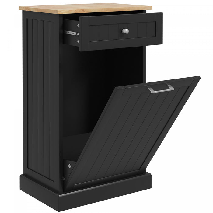 HOMCOM Tilt Out Trash Cabinet, Hidden Garbage Bin Cabinet with Drawer
