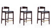 Klismos Mid-Century Modern Wood Upholstered Counter Stool in Black - Set of 3