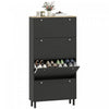 HOMCOM Shoe Cabinet with 4 Flip Drawers, Narrow Shoe Storage Cabinet, Black
