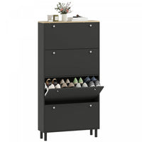 HOMCOM Shoe Cabinet with 4 Flip Drawers, Narrow Shoe Storage Cabinet, Black