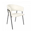 Slate Contemporary Modern Vegan Leather Metal Armchair in Ivory - Set of 2 | Fauteuil contemporain moderne en cuir vegetalien avec accoudoirs en metal, ivoire - Lot de 2