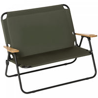 Outsunny Double Folding Chair, Loveseat Camping Chair for 2 Person, Portable Outdoor Chair with Wood Armrest for Fishing Travel, Green