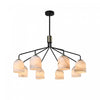 Crema 8 Light Chandelier 34.25\", Black, Brushed Brass With Alabaster Style Glass
