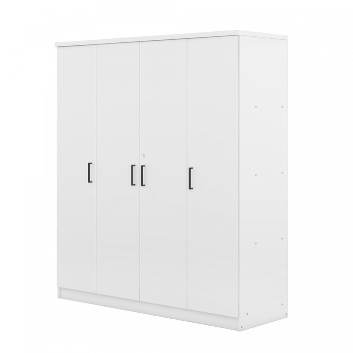 Christ 59.2\" 4-door Wooden Wardrobe With Drawer And Hanging Storage, White