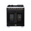 Forno Capriasca 30\" French Door Dual Fuel Range, Black, 4.32 cu. ft. - FFSGS6387-30BLK