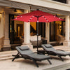 Costway 9' Solar LED Lighted Patio Market Umbrella Tilt Adjustment Crank Lift Burgundy