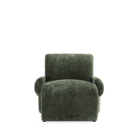 Verandah Mid-Century Modern Chenille Lounge Chair in Olive Green 