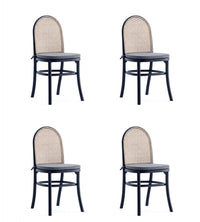 Paragon Industry Chic Cane Back Wood Upholstered Dining Chair in Black and Gray - Set of 4
