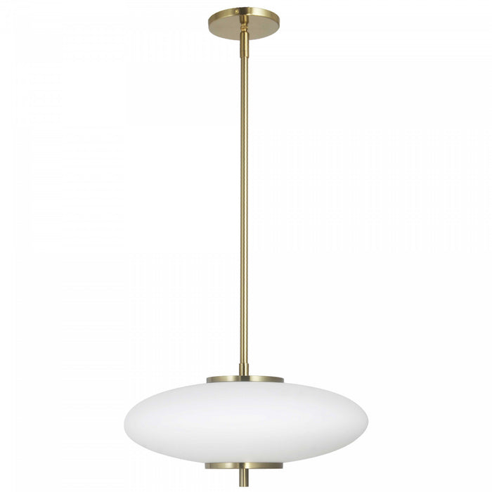 Dainolite Maddie LED Pendant 20w Aged Brass Opal White Glass Lamp