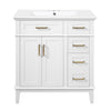 Savannah 30 Inch Bathroom Vanity with Ceramic Sink and Spacious Storage Cabinet, White | Savannah Meuble de salle de bain 30 pouces avec vasque en ceramique et armoire de rangement spacieux, Blanc