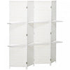 HOMCOM 6Ft 4 Panel Room Divider with Shelves, Partition Wall Divider, White