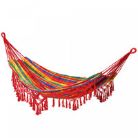Outsunny Brazilian Style Outdoor Hammock Extra Large Cotton Hanging Camping Bed With Carrying Bag, F